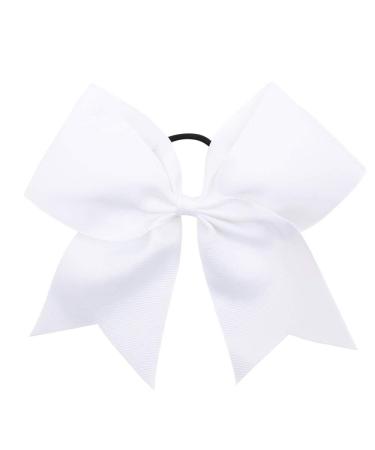 8 Jumbo Large White Cheer Bow Ponytail Holders Pack with Elastic Band - Set of 21 for Cheerleading & Sports - Buy Online on GoSupps.com