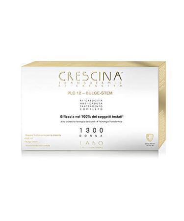LABO CRESCINA Traitement Complet Transdermic Re-Growth PLC12 BULGE STEM Antichute Fort Cheveux 1300 Femme 40 (14+14+12) Ampoules