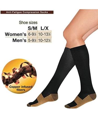 Gifts UK 2 Pairs Copper Infused Anti-Fatigue Compression Unisex Flight Travel Socks Anti Swelling DVT Support UK Stock (Large/X Large) Black 2 Pairs (L / XL) Black - Buy Online on GoSupps.com