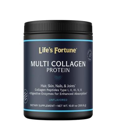 Multi Collagen Peptides Types I, II, III, V & X Hydrolyzed Protein Powder Grass-Fed, Blend with Digestive Enzyme for Skin, Hair, Nails, Joints & Gut Health, Unflavored