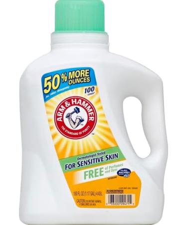 Arm & Hammer Sensitive Skin Free & Clear Liquid Laundry Detergent - 100 Loads 150 Fl oz - Eco-Friendly & Gentle for Your Skin - Buy Online on GoSupps.com