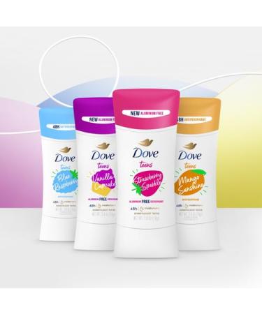 Dove Teens Deodorant Stick Vanilla Cupcake 4 Count Deodorant stick for teens 48-hour protection without aluminum 2.6 oz - Buy Online on GoSupps.com