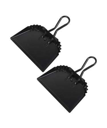 Lizusidtsy 2Pack 12 Inch Black Metal Dustpan Dust Pan Dustpan for Indoor Outdoor Fireplace Industrial Commercial Use