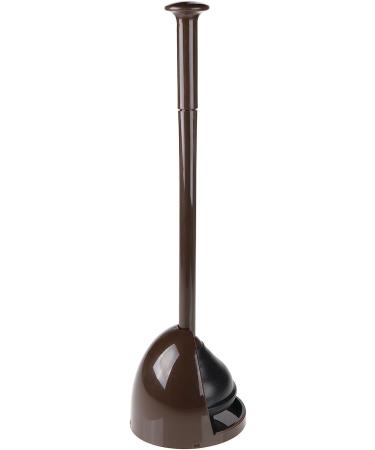 mDesign Plastic Freestanding Hideaway Toilet Bowl Plunger with Holder Set - Plunger for Bathroom Storage and Cleaning Organization - Heavy Duty  Space Saving - Aura Collection - Dark Brown - Buy Online on GoSupps.com