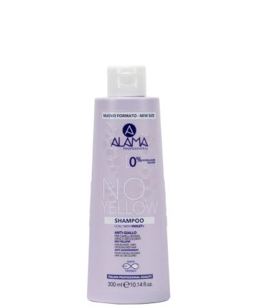 A ALAMA Alama Professional No-Yellow Anti-Yellow Shampoo for Blonde Grey and Bleached Hair with Silk Proteins Vinace Extract and Purple Pigment 300 ml