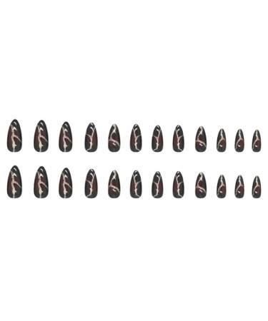 24 Pieces of Nail Pieces and 1 Pieces of Glue Artificial Nails Nail Art Fake Nail Accessories Nail Stickers Finger Nails Pressed Nails Glued Artificial Nails (Red)