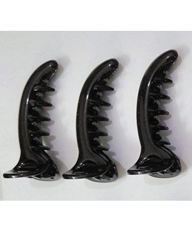 Yukta Eternals Premium Quality Duck Teeth Hair Clip Clutchers with Covered Spring with Inner Teeth. (Black Color) - Pack of 3 (HC-02)