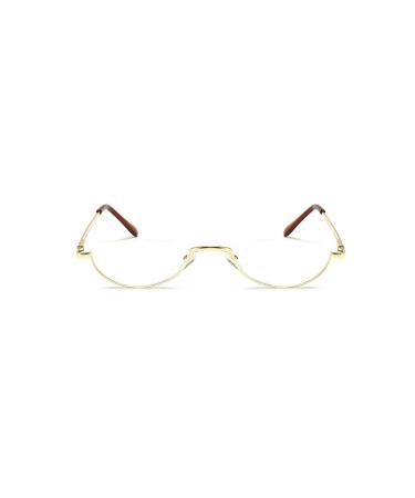 Retro Half Moon Reading Glasses for Men Women Lightweight Metal Half Frame Computer Reader Anti Eyestrain Glasses (Color : Gold Size : 1.5x)
