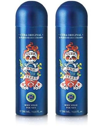 Cuba Original by Parfums Des Champs Wild Heart Men Body Spray 6.6 oz I0101712 (Pack of 2) 6.6 Fl Oz (Pack of 2)