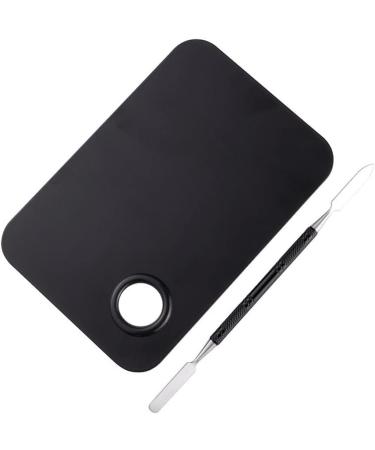 OUSIKA Black Makeup Blender Palette - Polished Mixing Plate for Foundation & Eyeshadow with Spatula | 75mm - Buy Online on GoSupps.com
