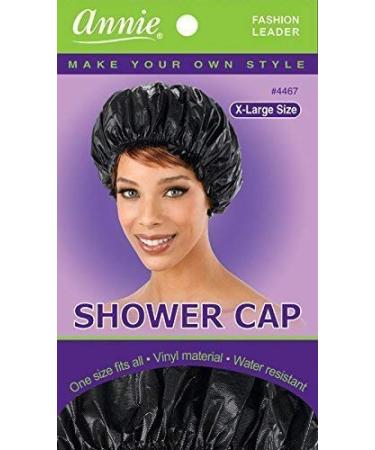 Black Vinyl Extra Large Shower Cap with Elastic Band - Won't Fall Off - Buy Online on GoSupps.com