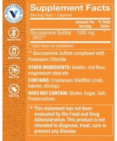 Vitamin Shoppe Glucosamine Sulfate 1000MG - 240 Capsules, Joint Health Support - Buy Online on GoSupps.com