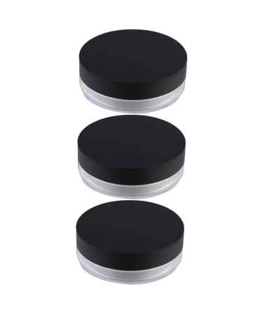Balacoo 3pcs Loose Powder Box with Compartment Cosmetic Powder Case Makeup Face Powder Compact Travel Small M 8.7X8.7CMx3pcs Blackx3pcs