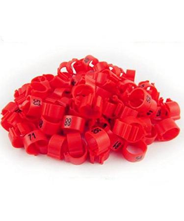 100pcs/lot 3mm 1-100 Numbered Clip snap Plastic Bird Ring Leg Bands Parrot Finch Canary Grouped (red) 3 mm red