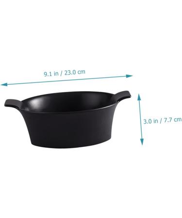 Alipis Soup Double Tableware Dessert Noddle Salad Ceramic Home Fruit Bowl Kitchen Large Capacity Container Black 23X19X7.7CM - Buy Online on GoSupps.com