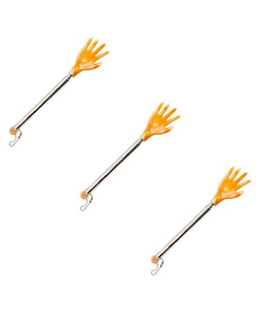TOVINANNA 3 STK rear fold manual scalp massage devices telescopic back scratches made of metal even back massager scratch tools Telescopic food stainless steel older 44.5x4x3.3cm yellow