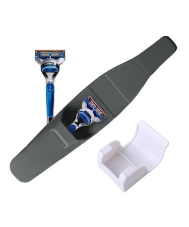 2 Set Manual Razor Protector, Silicone Travel Manual Razor Case&Manual Razor Holder Gray+White