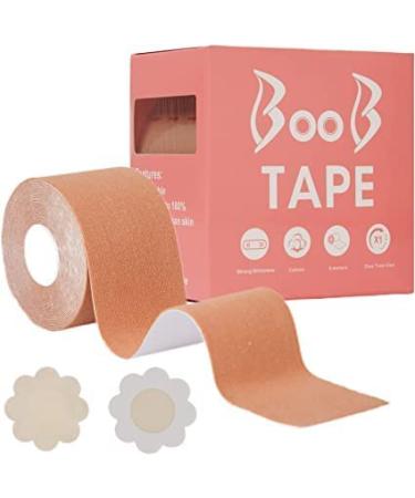 Breathable Boob Tape Breast Sling for A-E Cups | Waterproof & Sweatproof Athletic Support Tape | Includes 10 Disposable Fashion Breast Patches in Beige - Buy Online on GoSupps.com