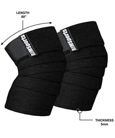 RIMSports Knee Wraps for Weightlifting & Squats - Ideal Elastic Support for Men and Women - 80 inches Black - Buy Online on GoSupps.com