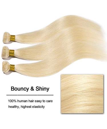 Elailite Virgin Remy Hair Extensions - Brazilian Straight Hair 10-24 #613 Bleached Blonde - 100g Bundle - Buy Online on GoSupps.com
