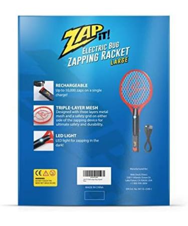 ZAP iT! Rechargeable Bug Zapper Racket 4000V - USB Charging Cable - Large Red - Buy Online on GoSupps.com