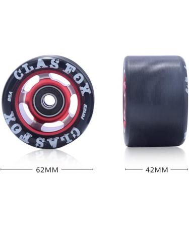CLAS FOX 95A Speed/Derby Aluminum Roller Skate Wheels - Set of 8 Black PU Red Core - Buy Online on GoSupps.com