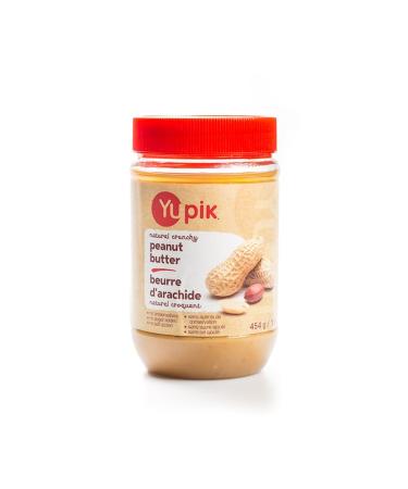 Yupik Natural Crunchy Peanut Butter 454 g Kosher Gluten-Free GMO-Free Unsweetened Nut Butter Only Peanuts No Added Sugar No Additives Smooth & Crunchy Spread Ideal for Snacks & Recipes