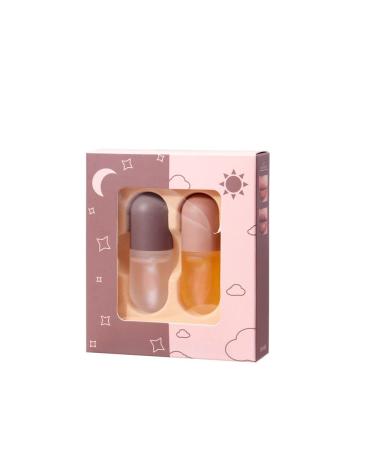 HuaQing Lip Plumper Set, Day& Night Care Natural Lip Plumper Serum for Fuller & Hydrated Beauty Lips.