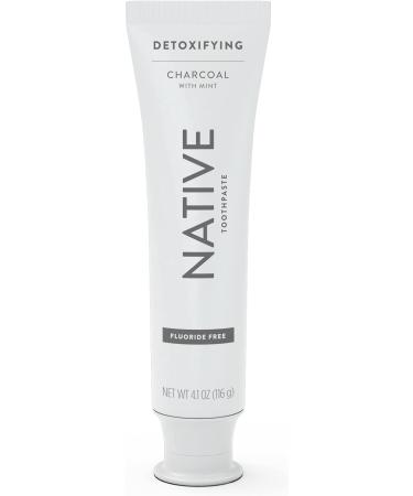 Native Toothpaste Made from Naturally-Derived Cleaners and Simple Ingredients That Safely Whitens Teeth, 4.1 oz, Charcoal Fluoride Free - 1 Count