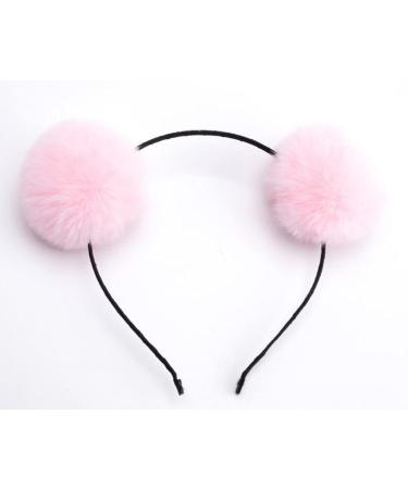 UPSTORE 3PCS Fluffy Pom Ball Headbands with Panda Ears Hair Accessories for Party Costume - Black, White, Pink - Buy Online on GoSupps.com