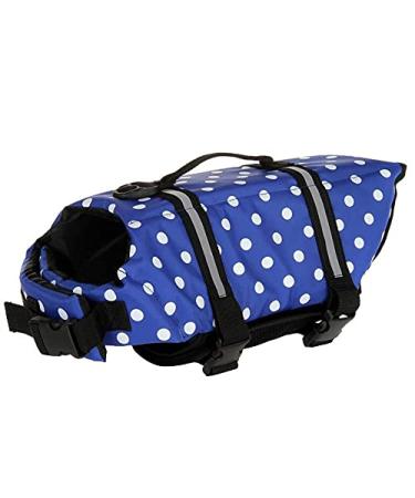 Dog life jacket swimming safety coat swimming vest lifeguard with handle for small dog puppies large dog (blue dot xl) xl blue dot