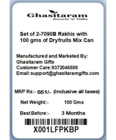 Ghasitaram Gifts Rakhi for Brother Rakhis Online - Set of 2-7090B Rakhis with 100 GMS of Dryfruits Mix Can Rakhi with 100 gms of Dryfruits Mix Can - Buy Online on GoSupps.com