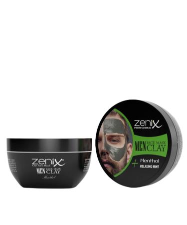 Zenix Men Face Mask Clay Menthol 350gr |Face mask with clay |Facial cure with a refreshing menthol |Facial care for men - against pimples blackheads and impurities - Buy Online on GoSupps.com