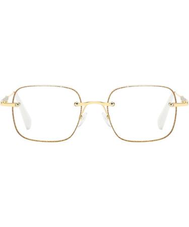 ZUKKY Blue Light Reading Glasses for Women - Rimless Computer Readers with Large Metal Frame in Gold/Silver AM24 | Protect Your Eyes - Buy Online on GoSupps.com