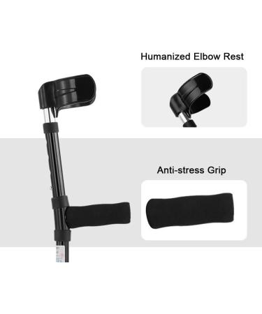 Forearm Crutches Adjustable Lightweight Adults Ergonomic Forearm Canes Aluminum Crutches for Walking Suitable for The Elderly Disabled Walkers (Color : Black Size : 1 Count) Double The Comfort ( Black 2 counts - Buy Online on GoSupps.com