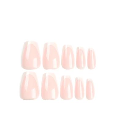 Medium Press on Nails - 24 Pcs Square False Nails with Glossy White French Tips | Stick on Acrylic Nail Designs for Women - International Shipping Available - Buy Online on GoSupps.com