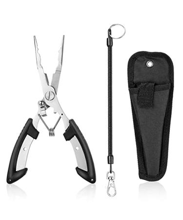 SLTG2020 Fishing Gear Fishing Gifts for Men Aluminum Fishing Pliers Fly Fishing Accessories Fish Lip Gripper Saltwater Resistant Fishing Tools with Sheath and Telescopic Lanyard Mens