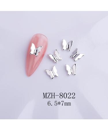 10pcs Nail Art Ribbon Bow Studs Silver Golden Metal 3D Butterfly Charms Nail Decoration Manicure DIY Design Accessories (8022) - Buy Online on GoSupps.com