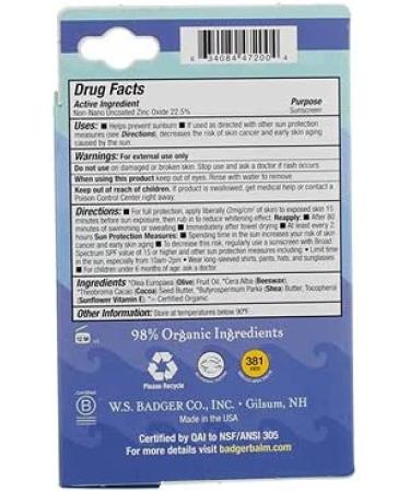 Badger All Season Face Stick Sport Sunscreen SPF 35 Unscented - 0.65 oz | Mineral Protection - Buy Online on GoSupps.com