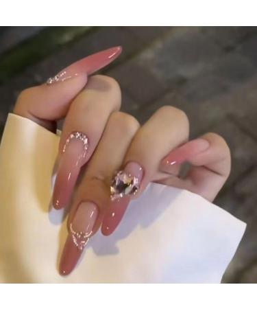 Temperament manicure gradient ultra-white long oval wearing nail fashion hand-made nail super-long nail patch(XS) - Buy Online on GoSupps.com