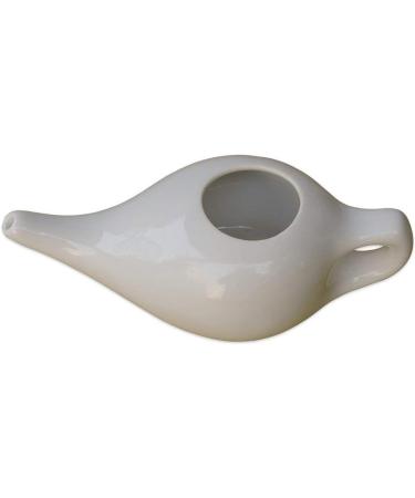 Qimacplus Leak Proof Neti Pot Hold 230 Ml Ceramic and 150 Ml Plastic Water Comfortable Grip | Dishwasher Safe Friendly Natural Treatment for Sinus and Congestion White and Blue - Buy Online on GoSupps.com