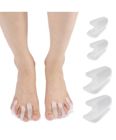 Carolhome Toe Separator 16 PCS Soft Gel Toe Spacers Toe Bunion Corrector Toe Support Straightener for Overlapping Hammer Toes(12 Medium + 4 Large Size) (Clear)