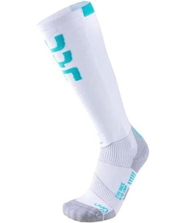 UYN Women's Ski Evo Race Sock - Top Performance Women's Ski Socks in White/Water Green for Optimal Comfort & Style - Buy Online on GoSupps.com