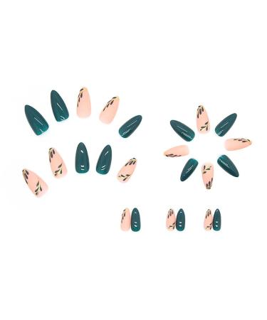 RikView Fall Almond Green Press on Nails - Long Acrylic Full Cover Fake Nails for Women - Buy Online on GoSupps.com