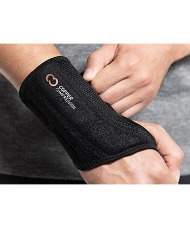 Copper Compression Recovery Wrist Brace - Adjustable Support Splint for Pain, Carpal Tunnel, Arthritis - Men Women, S-M Right Hand - Buy Online on GoSupps.com