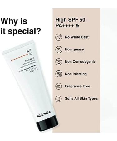 PUB Minimalist Sunscreen SPF 50 PA with Multi Vitamins | 50 gm Cream - Buy Online on GoSupps.com