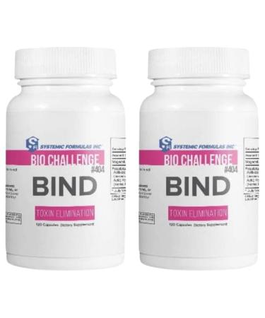 Systemic Formulas #404 Bind 120 Capsules (Pack of 2) and Keychain Pill Holder Activated Charcoal Capsules Powerful Cleanse Supplement for Optimal Health