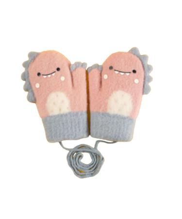 YLYMWJ Toddler Mittens on String Thicken Fleece Knit Gloves Cartoon Magic Gloves Thermal Outdoor Mittens for Newborn Infant Aged 1-4 12*7cm/4.7*2.7inch Pink