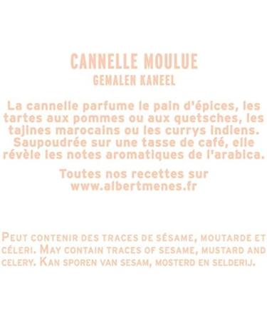 Ground Cinnamon Powder - Origin Vietnam - Product Packaged in France - 100% Natural No Colorings or Preservatives - Aromatic Spice - 55g - ALBERT M N S - Pack of 3 - Buy Online on GoSupps.com