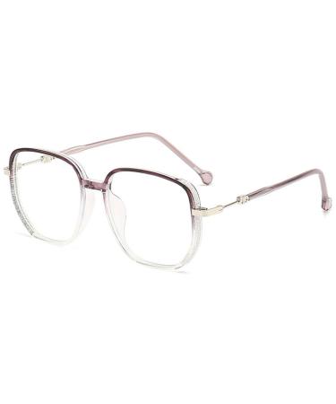 Vevesmundo blue light filter reading glasses women men square large nerd glasses anti blue light reading aid visual aid glasses+1.0 +1.5 +2.0 +2.5 +3.5 +4.0 1 piece of purple 0.0 x